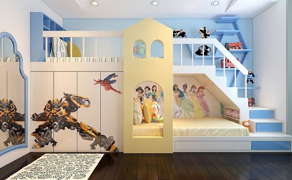 Cha mẹ có thể thiết kế không gian phòng ngủ với giường 2 tầng