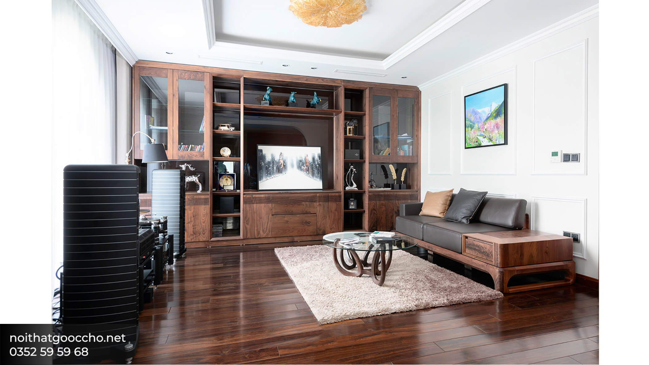 Thiết kế nội thất gỗ tự nhiên cho phòng khách